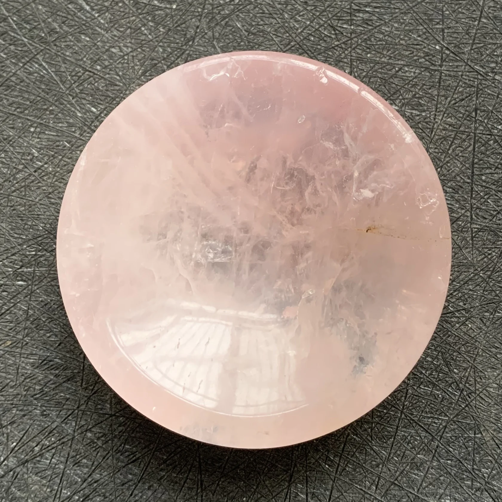 Natural Rose Quartz Bowl Heart Colorful Decoration Polished Moon Pink Crystal Dish