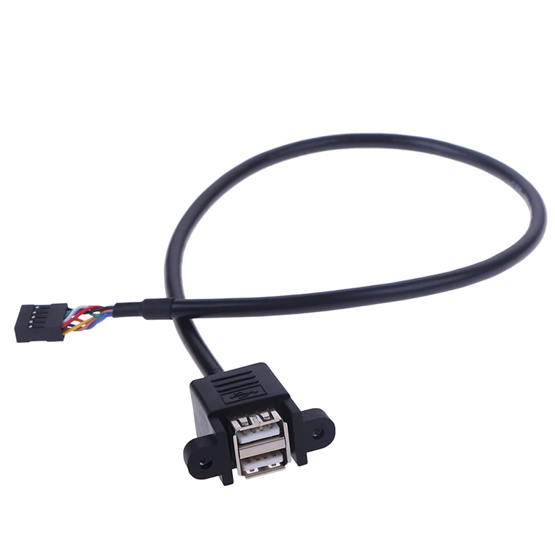 30cm/50cm Motherboard Internal 9pin to Dual Port USB 2.0 A Female Screw Lock Panel Mount Cable Extension Cable Adapter 1pc