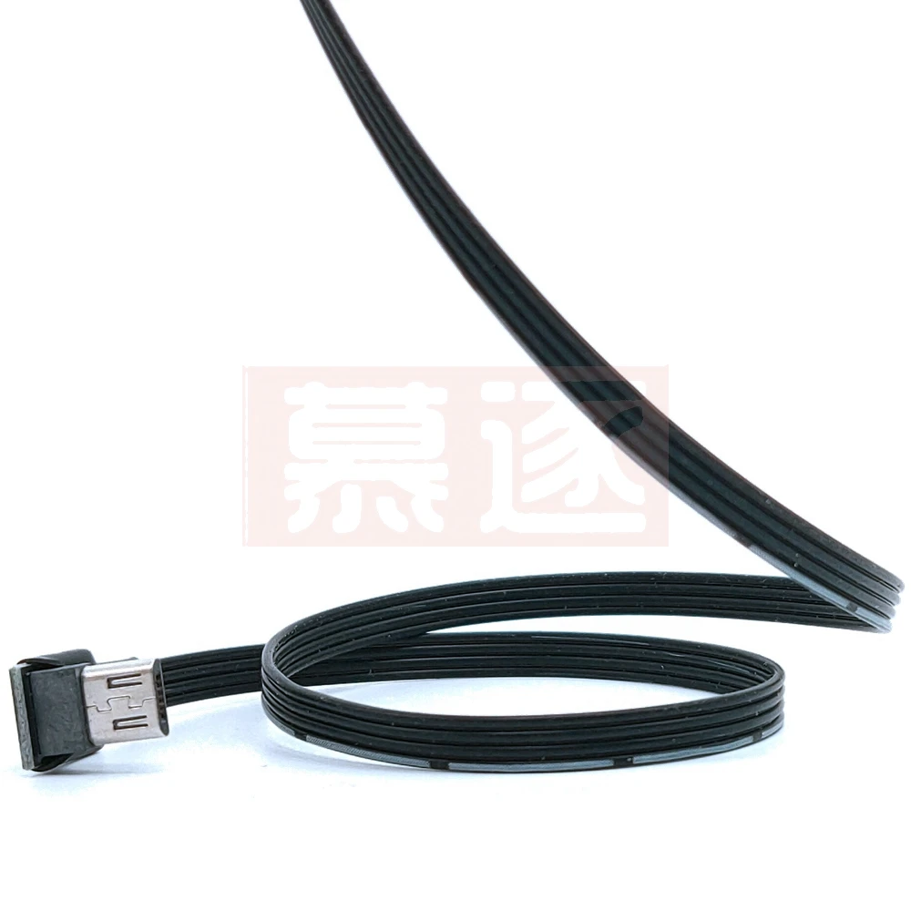 Línea de carga de datos Micro USB de codo plano, cable de datos universal USB izquierdo y derecho para teléfonos Android 5CM-100CM