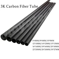 8pcs/Lot 3K Carbon Fiber Tube 10mm 12mm 14mm 16mm 18mm 22mm 24mm 26mm 28mm 30mm For Quadcopter Multicopter Drone(0.5meter/pcs)