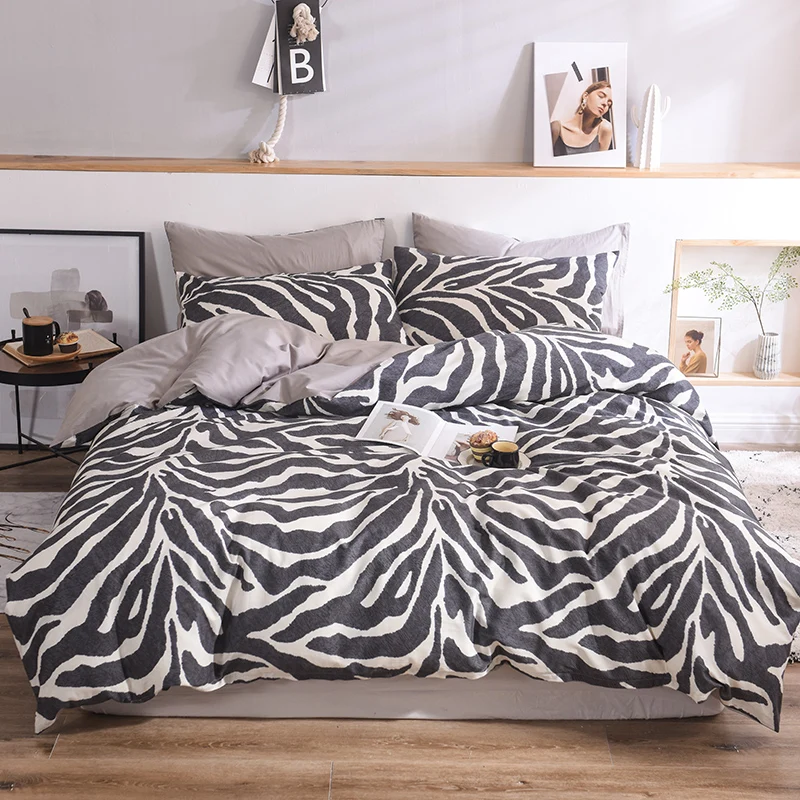 

Zebra Pattern 40S Egyptian Cotton Linens Twin Queen King Size Quilt Cover 220x240 Bedding Set For Home