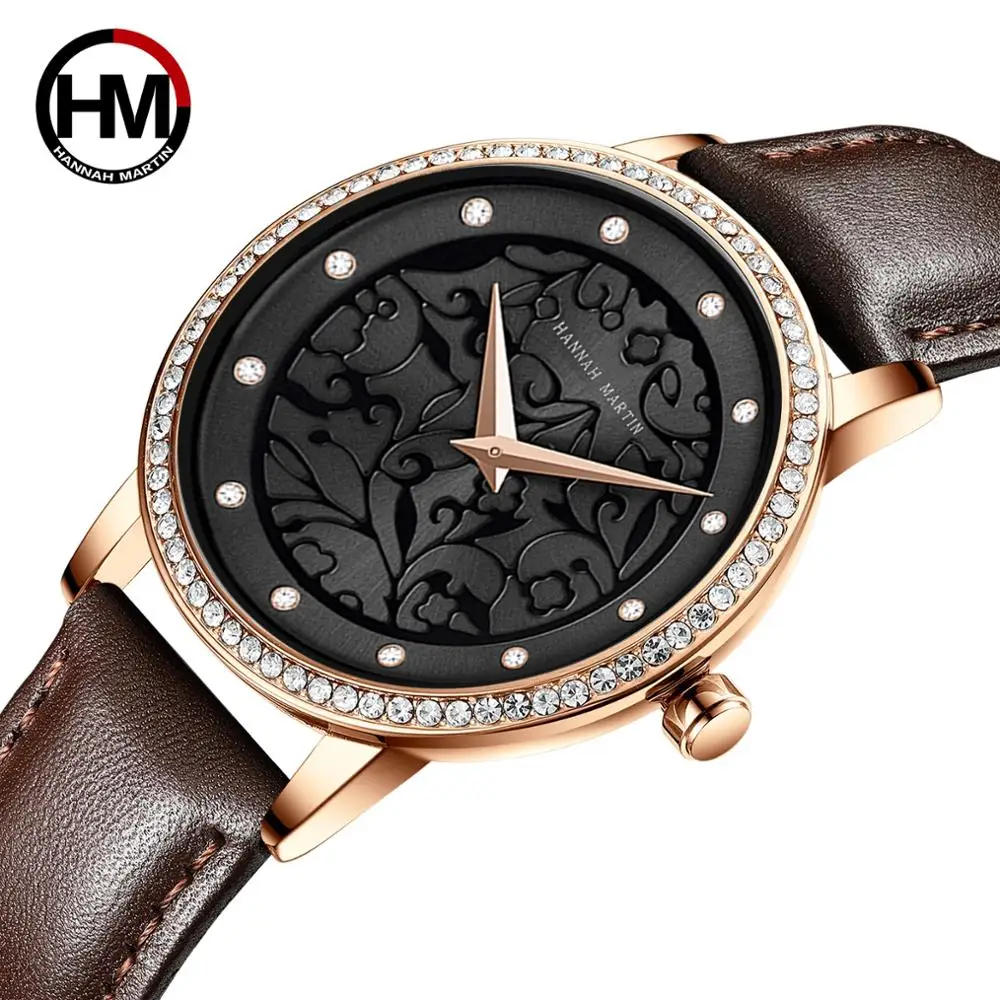 Women Watches Leather Wristwatch Fashion 3D Engraving Japanese Quartz Waterproof hot Top Luxury Brand Waterproof Relogio Feminio