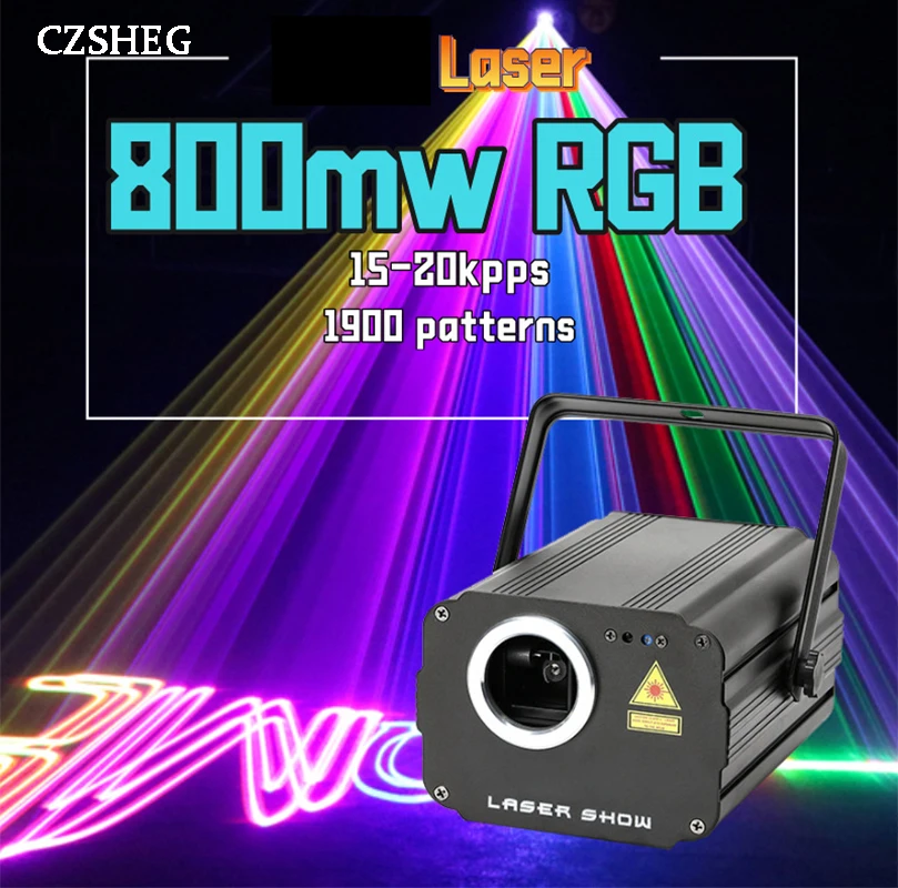 Full color animation laser light 800MW DMX512 DJ disco KTV dance party projector professional stage pattern effect light