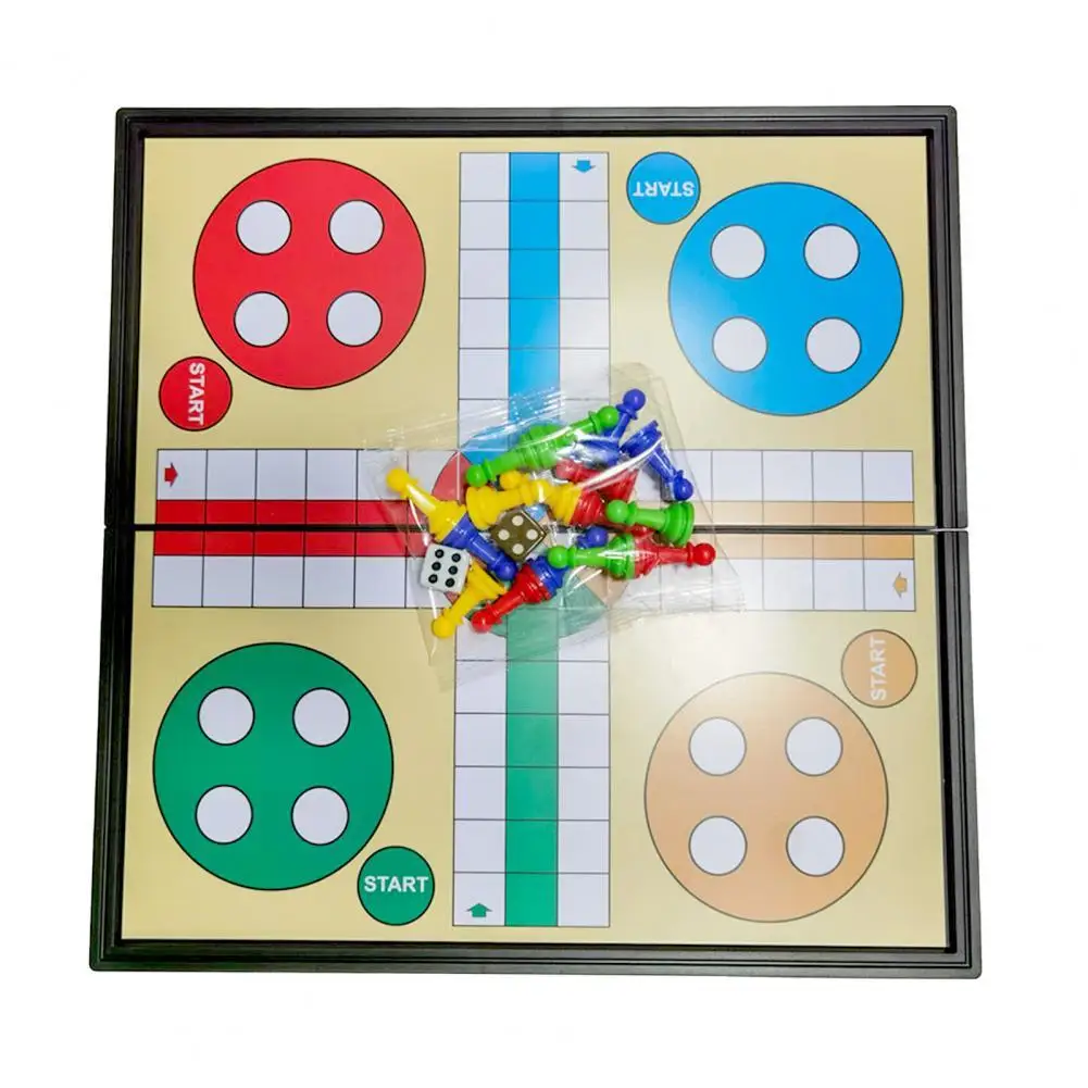 

25cm Ludo Board Creative Game Magnetic 5 In 1 Plastic with Folding Chessboard Ludo Chess for Kids Children Education toy