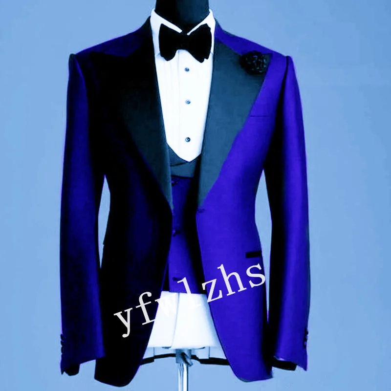 New Arrival One Button Groomsmen Peak Lapel Groom Tuxedos Men Suits Wedding/Prom Best Blazer ( Jacket+Pants+Vest+Tie) B255