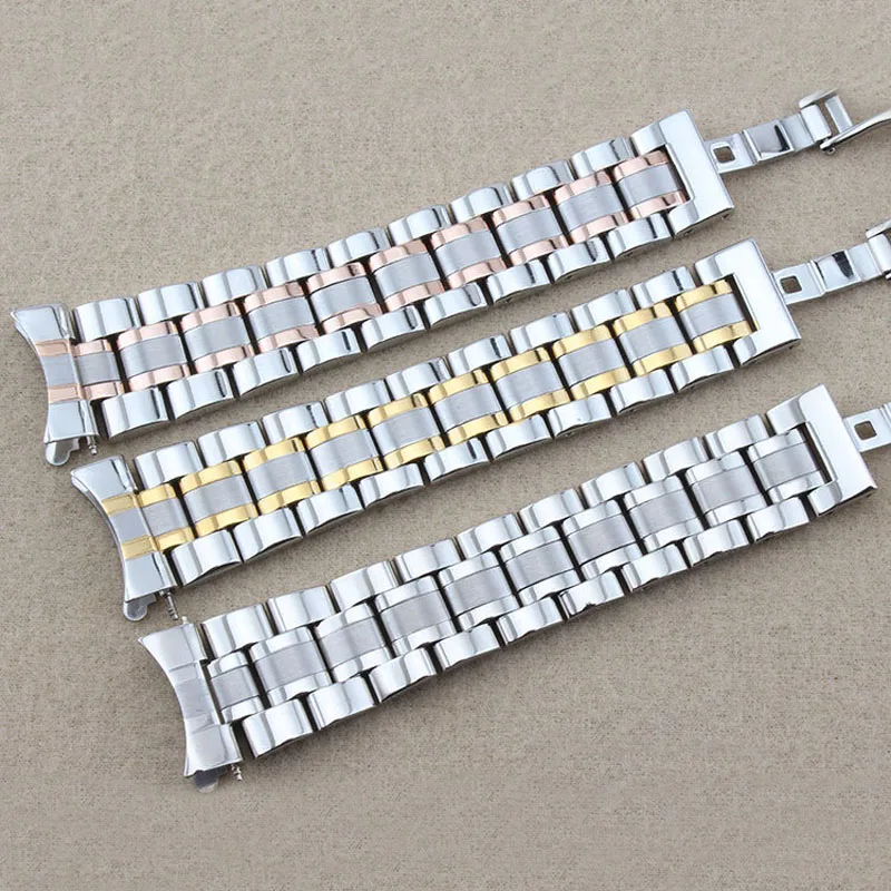 Watch Band 12 14 15 16 17 18 19 20 21mm 22mm 23mm 24mm Stainless Steel Watch Strap Curved End Butterfly Buckle Strap Bracelet