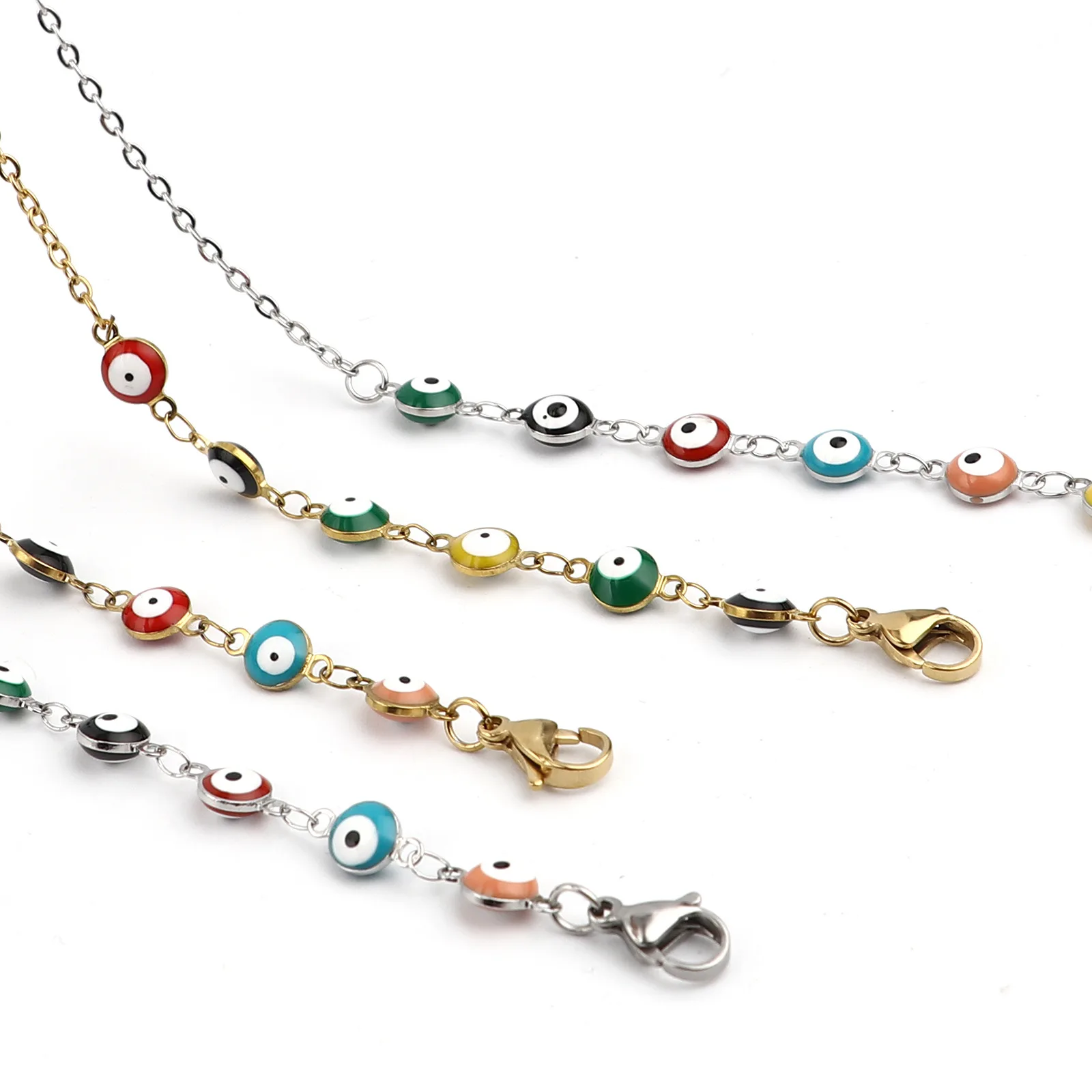 New Stainless Steel Evil Eye Enamel Women Chain for lenses Findings Eyeglasses Chains Holder Turkish Eye Fashion Jewelry,1 Piece