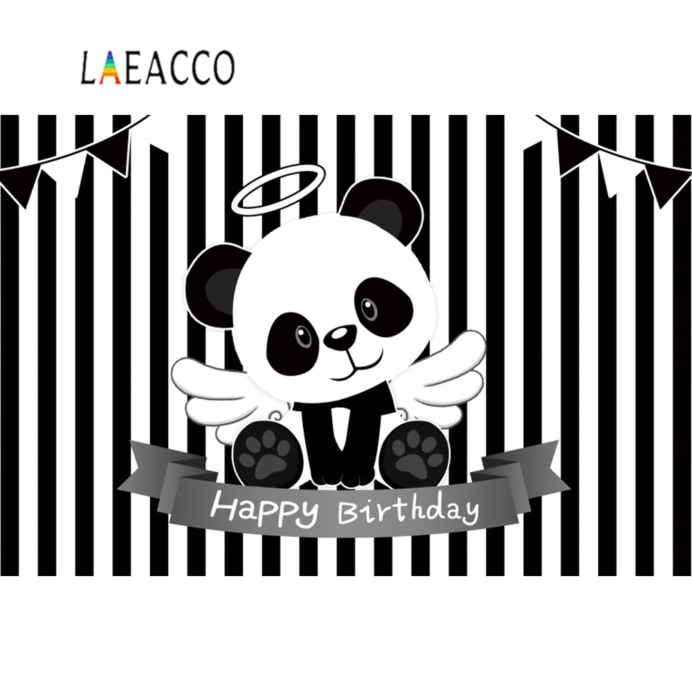 Gấu Trúc Sinh Nhật Tre Đám Mây Đen Sọc Trắng Bé Chân Dung Ảnh Phông Nền Chụp Ảnh Nền Cho Studio Ảnh