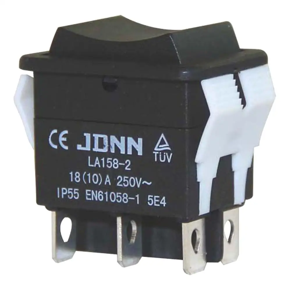 JDNN LA158-2 250V 10A 6Pin Electric Waterproof Double Momentary Rocker Switches for Power Tools Accessories Parts, Black