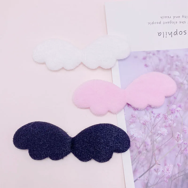 30Pcs/Lot 9.8*3CM Two Side Furry Felt Angel Wing Appliques For  DIY Children Hair Clip Accessories Patches