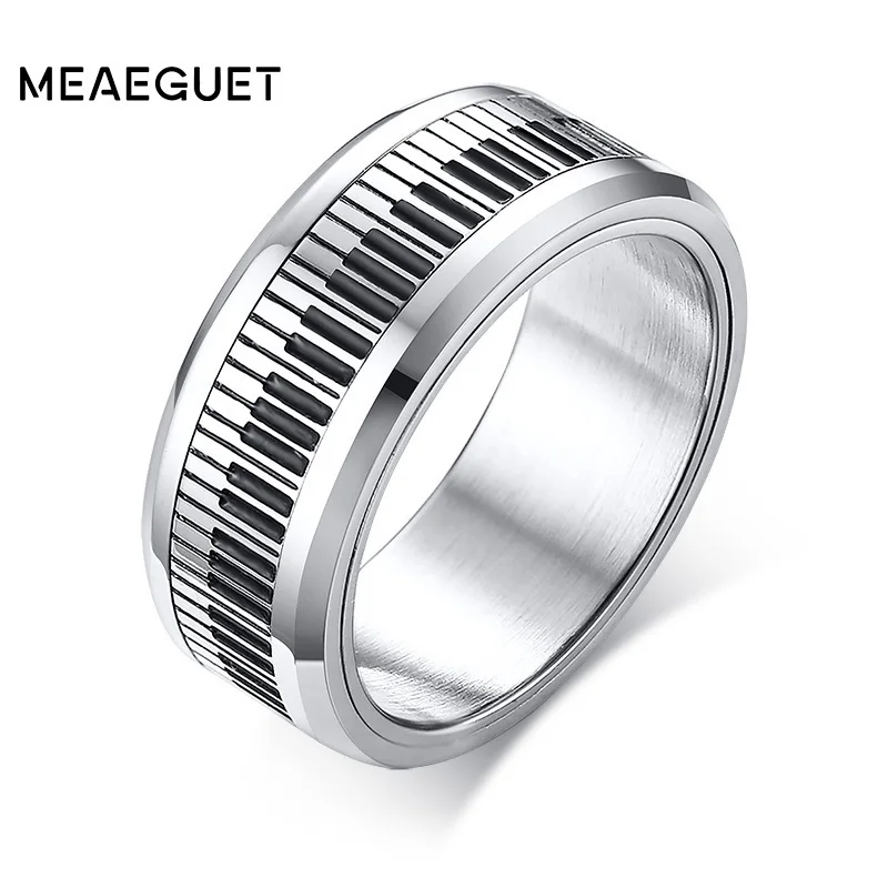 Rotatable Spinner Ring Men Music Piano Keyboard Stainless Steel New Man Boyfriend Gift