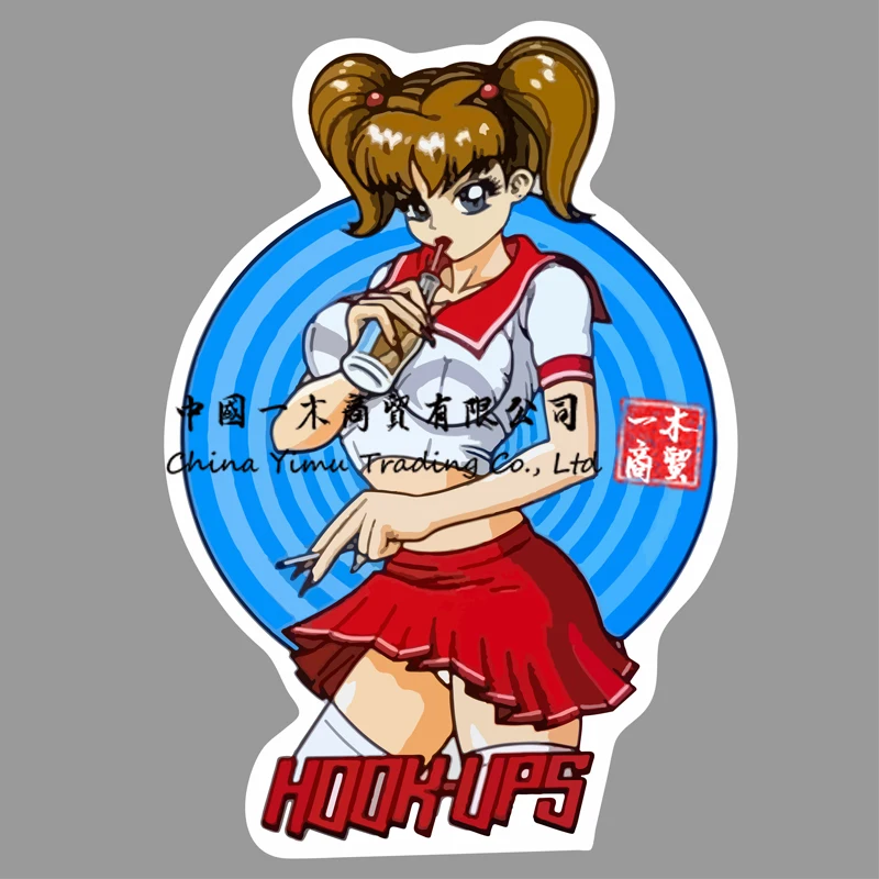 

Europe And America Vintage Hook Ups Beautiful Ponytail Soda Popo Cigarette Girl Skateboard Sticker