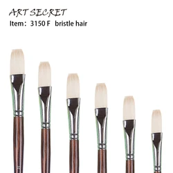 Artsecret-pincel profesional para pintura al óleo con cerdas Chongqing, 3150, madera de ébano plana, varilla larga, suministros de herramientas de arte