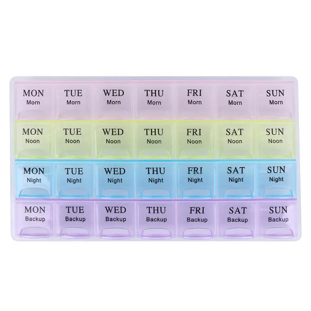 Portable 7 Days 28 Compartment Lid Tablet Pill Box Holder Medicine Pillboxes Storage Organizer Case Container For Healthy Care