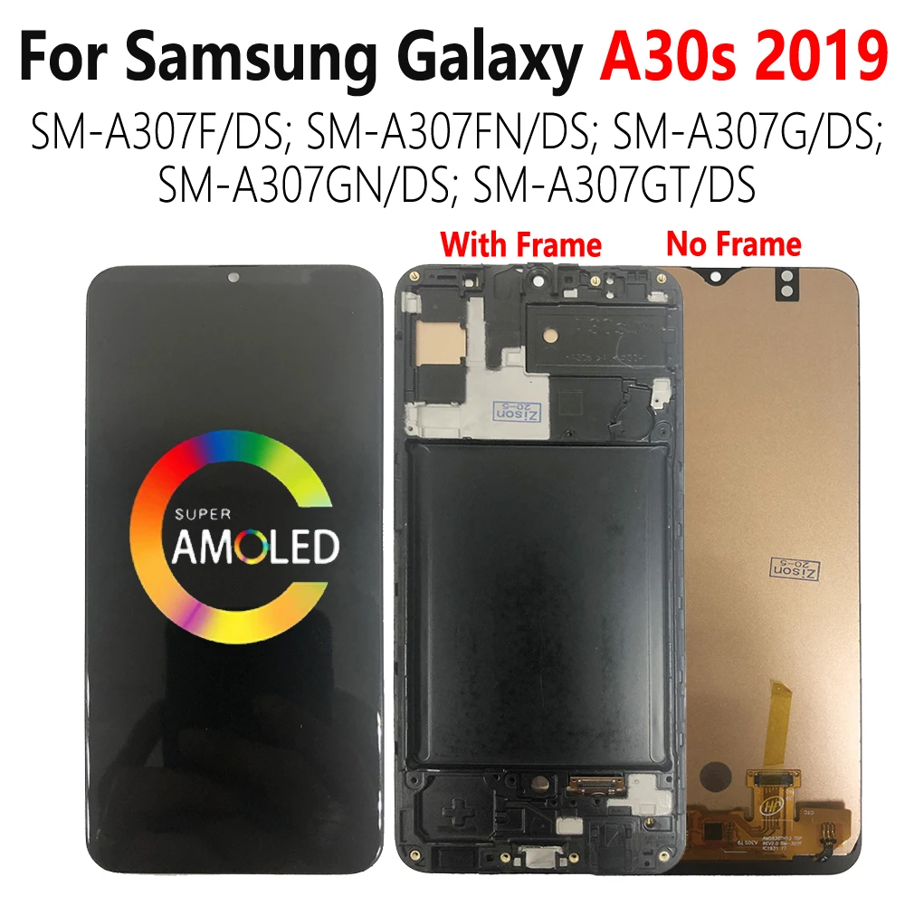 Super AMOLED A307 LCD With Frame For Samsung Galaxy A30s LCD Display SM-A307F/DS A307FN Screen Touch Digitizer Sensor Assembly