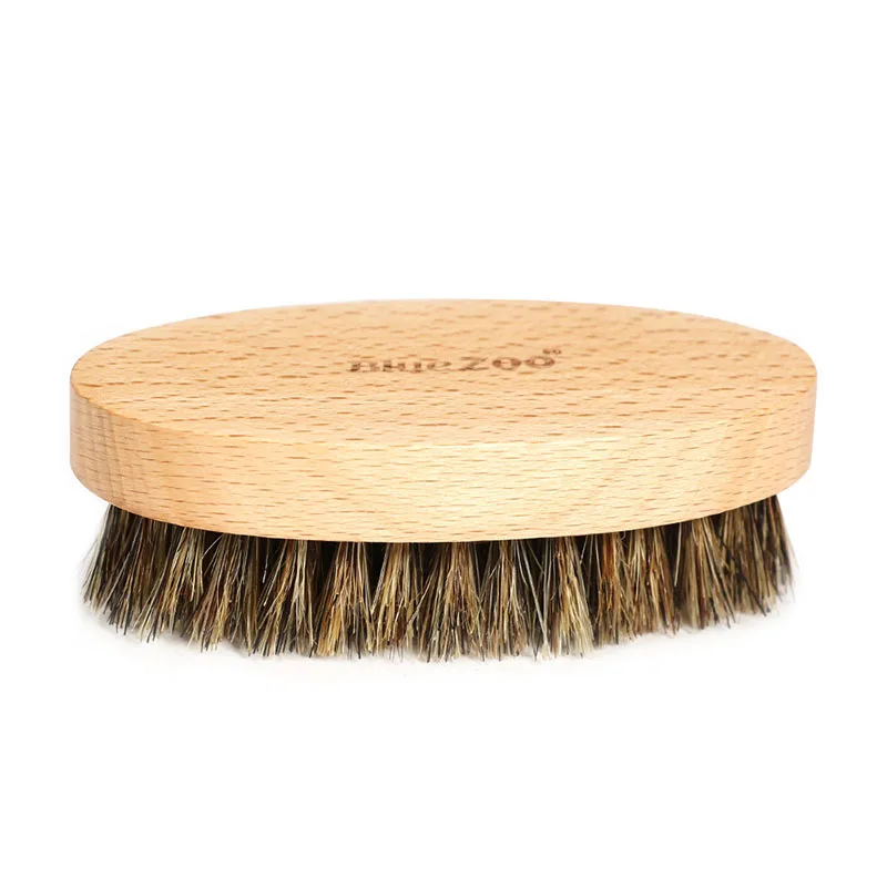 Men's beard brush, boar hair brush, wooden round beard and bristles brush, shaving comb, facial massage, hand-made beard brush