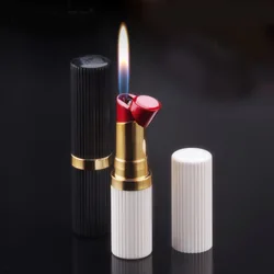 Creative  Novelty Lipstick Shape Flame Lighters Refillable Butane Gas Cigarette Lighter Best Gift For Smokers