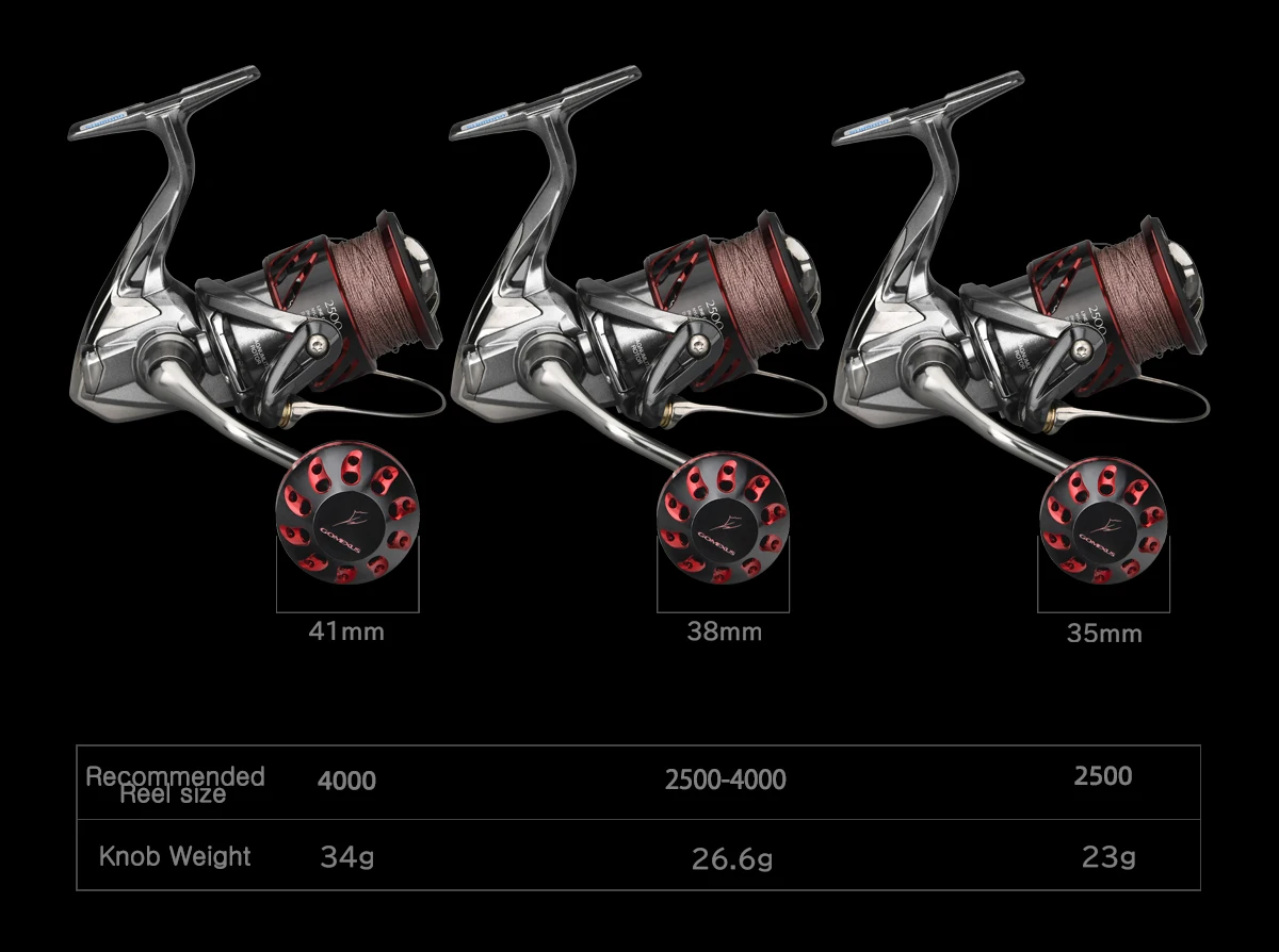 Gomexus Angelrollen-Griffknopf für Daiwa und Shimano Spinnrollen, Modell 3000-5000, 38-41mm Sedona Knopf – Detail 8