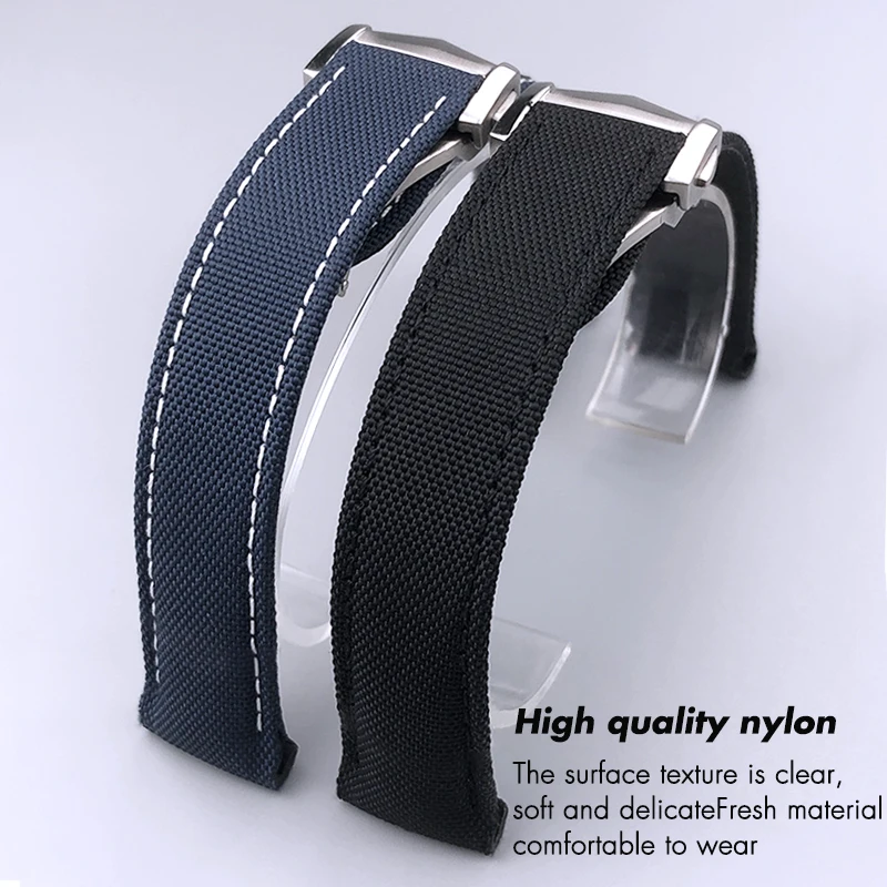 19mm 20mm 21mm Nylon Fabric Watchband Fit For Omega AT150 Seamaster 300 Planet Ocean De Ville Speedmaster Curved End Watch Strap