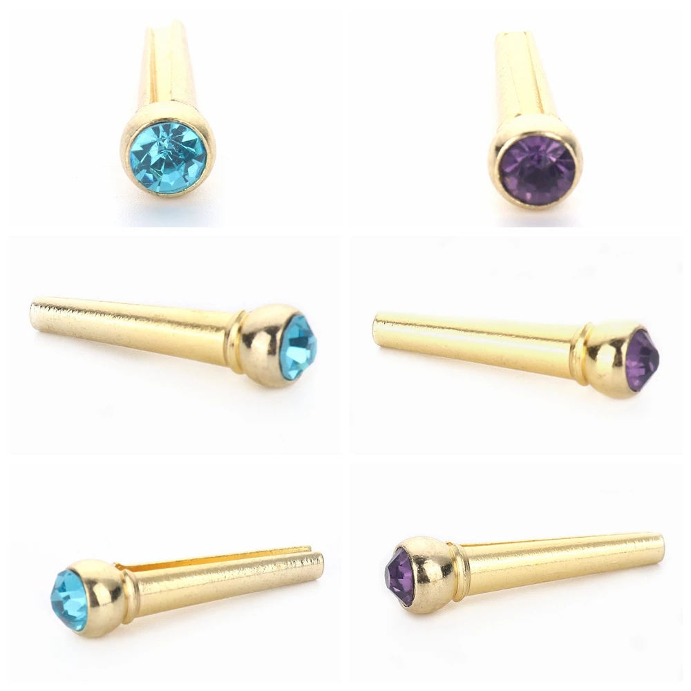 6 Stück Gitarrenstifte mit eingelegten Kristallsteinen, Metall-Saitenstifte für Akustikgitarre – Detail 13