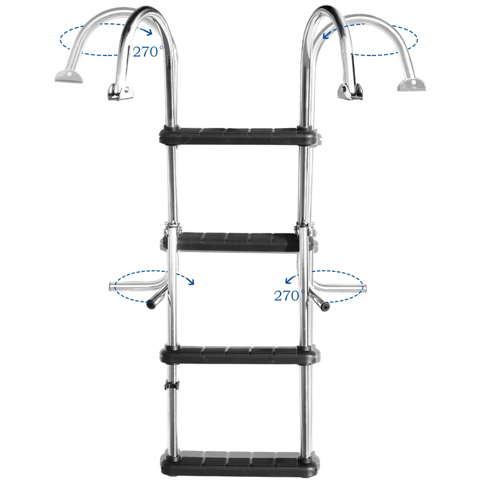 Boat Accessories Marine Escalator 4 Step Telescoping Boat Ladder Stainless Steel Inboard Rail Dock Siwmming Ladder