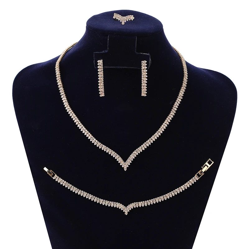 Jewelry Sets HADIYANA Graceful Women Wedding Bridal Necklace Earrings Ring And Bracelet Set  BN8082  Acessorios Femininos