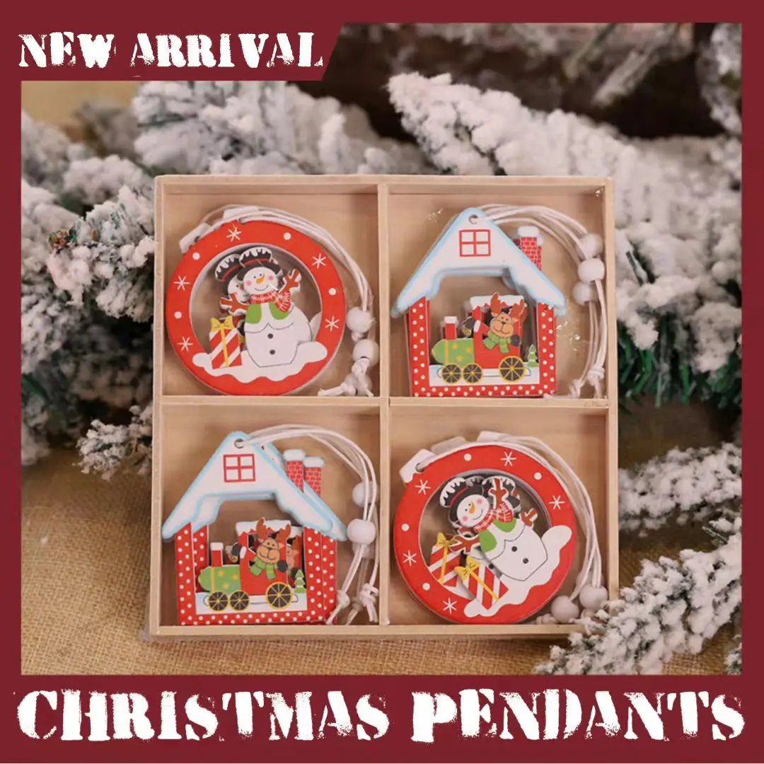 ChristmasPpendant Small Wooden Ornament Toy Gifts For Children Shop Window Decorations Christmas Tree Widget New Year Garniture