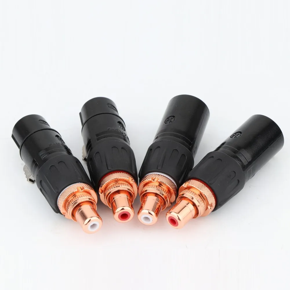 Neutrik XLR Male Female to RCA Female Socket Adapter Gold Balanced Plug Male