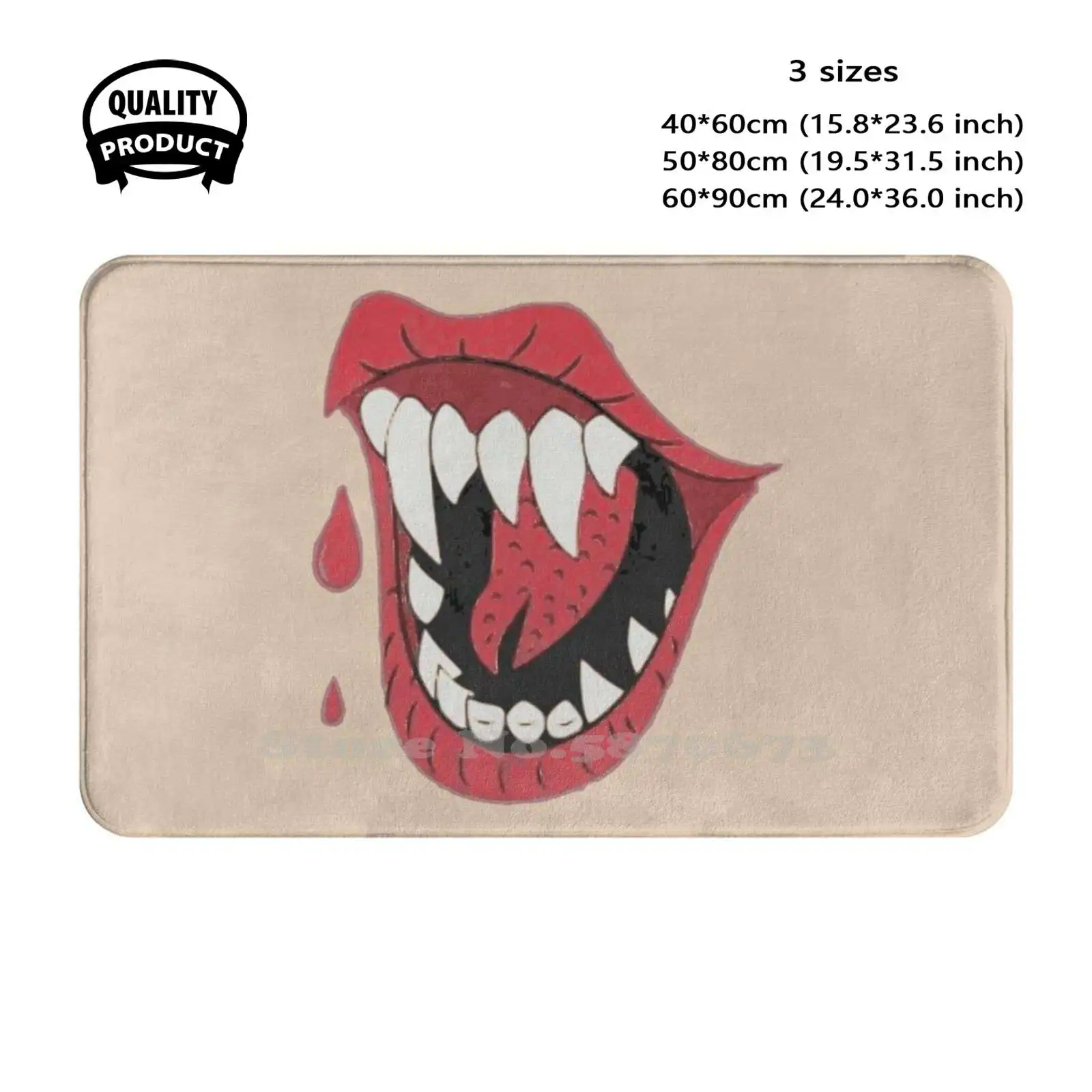 I Won'T Bite Soft Cushion Home Carpet Door Mat Car Rug Cute Horror Cool Monster Scary Teeth Creepy Vampire Mouth Quarantine