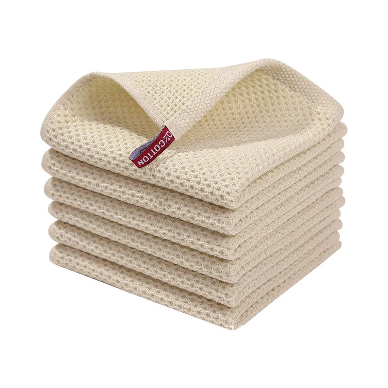 Cotton Waffle Towel For Kitchen And Household Goods Wipes Hydrophilic Rags Large Dish Cloth Accessories Tableware Cleaning Tools