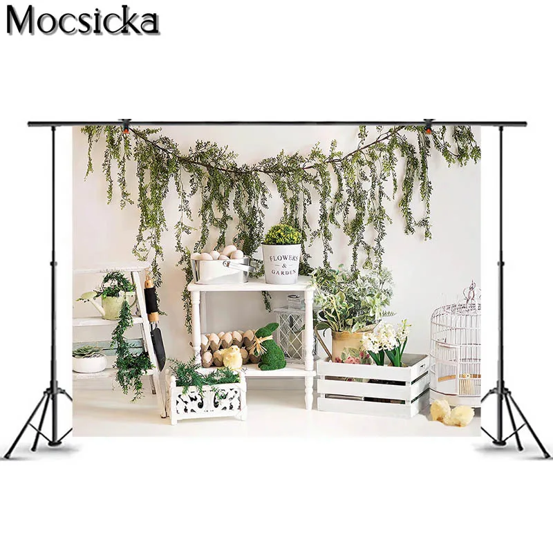 MOCSIKA 봄 정원 부활절 배경 사진 어린이 1 생일 케이크 스매쉬 Photocall 배경 사진 스튜디오