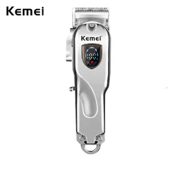 Kemei 2010 tondeuse à cheveux professionnelle en métal rasoir électrique sans fil avec écran LCD USB en acier au carbone