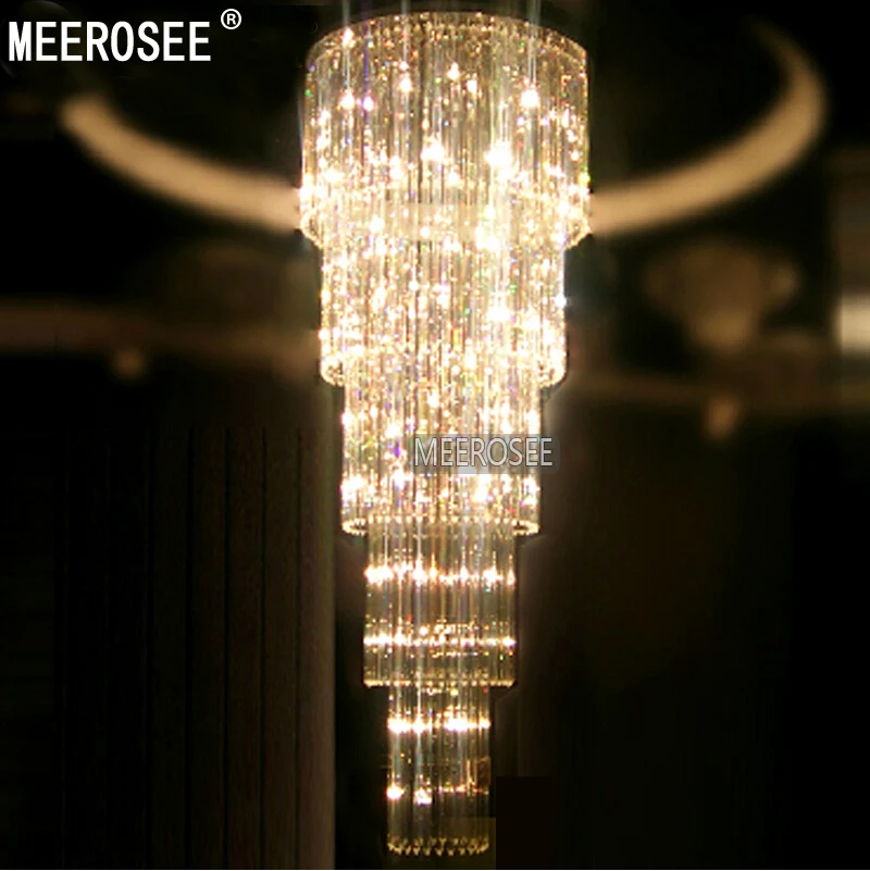 Modern Chandelier Light Fixture G9 Glass Lustres de cristal Luxury Long Ceiling Stair Lamp for Hotel Project Lamparas de Techo