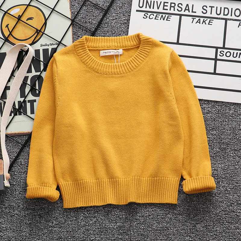 Autumn Winter Kids Boys Girls Pure Color Long Sleeve Knit Sweater Children Clothing Baby Kids Top Boys Girls Pullover Sweaters