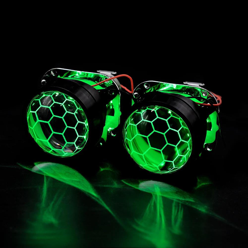 2.5インチRGB APP LEDデビルアイズブルーハニカムバイキセノン