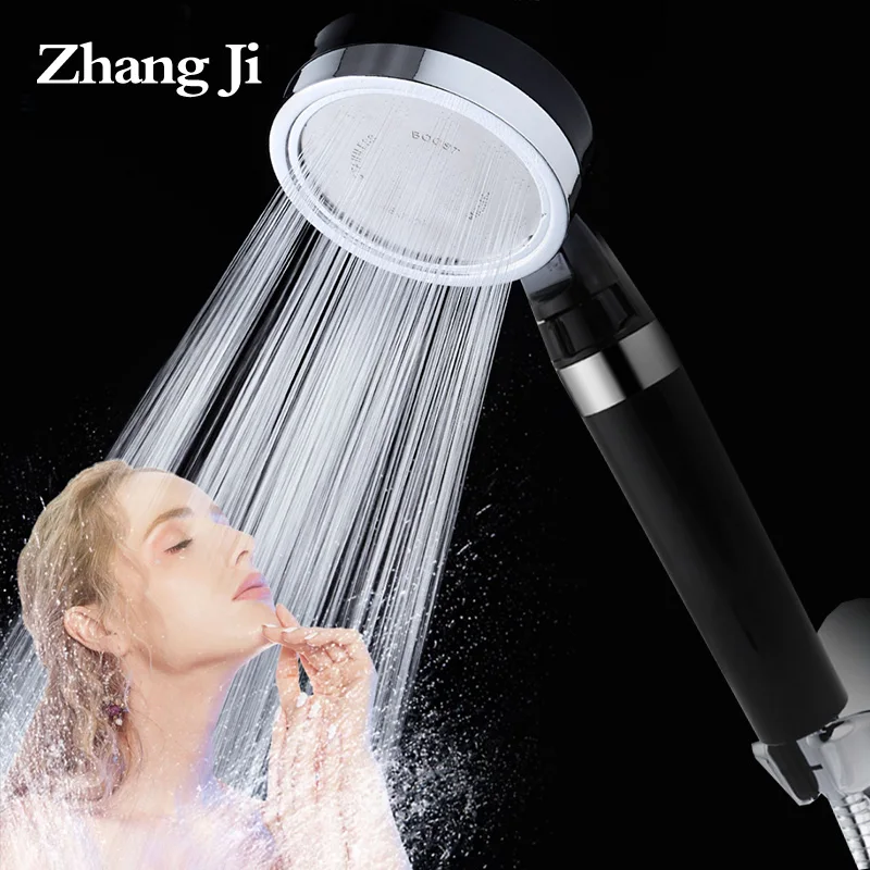 Zhangji 9.3 cm Black big panel Adjustable Filter Shower Head Water saving High Pressure with Stop Switch Skin Care Shower