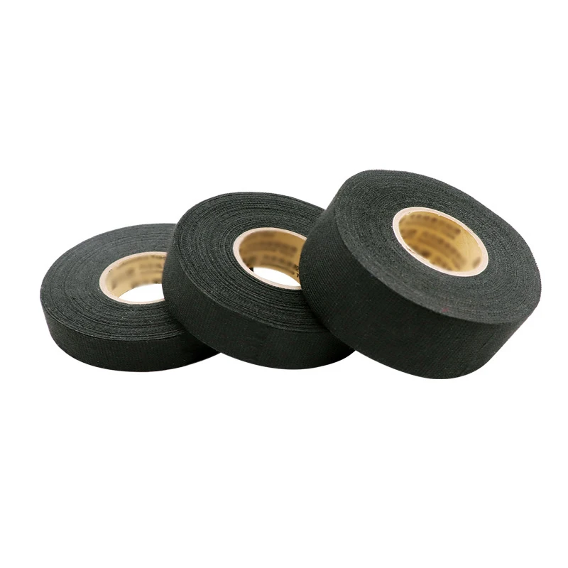 Black Color 1Roll Width 9/19/25MM Length 15M Wiring Harness Tape Strong Adhesive Cloth Fabric Flame Retardant Tape For Looms Car image 5