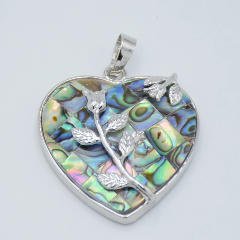 New Natural Abalone Shell Pendants Flower Love Heart Pendant for Necklaces Colorful Paua Seashell Jewelry Girlfriend Gifts