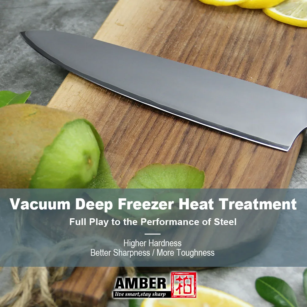 Amber Kitchen Knives 10Cr15Mov 3 Layers Cladding Steel Chef Knife White Honey Comb Resin Handle Meat Cleaver Cooking Tools