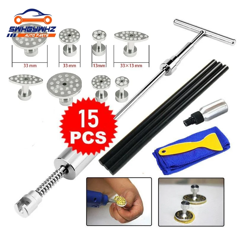 

38CM Paintless Dent Repair Tools Slide Hammer 2 in 1 T-Bar Tool with Dent Pull Tabs for Auto Body Dent Repair