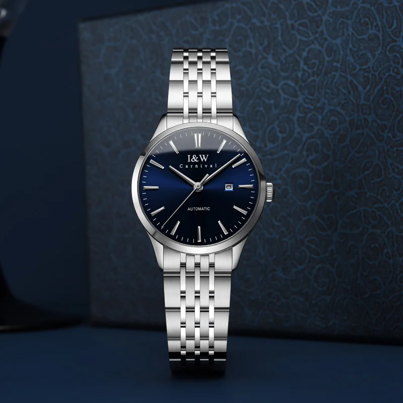 CARNIVAL Top Brand Women Watch Automatic Mechanical Watch All steel Sport Leather Casual Waterproof Wristwatch Relogio Femenino