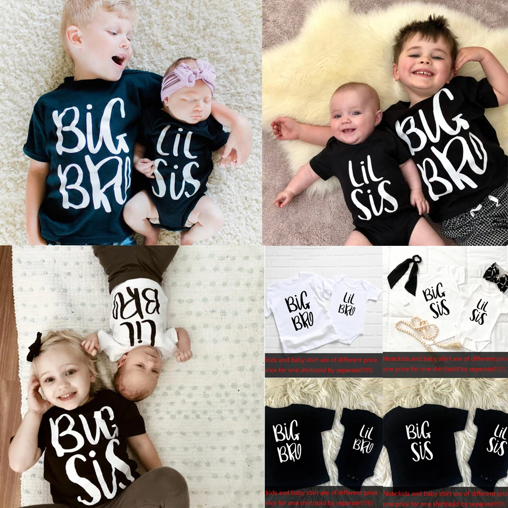 Sibling Set Big Brother Little Sister Sibling Clothes Children\'s Gift Big Bro Lil Sis Brother Sister TShirt Baby Gift Clothes