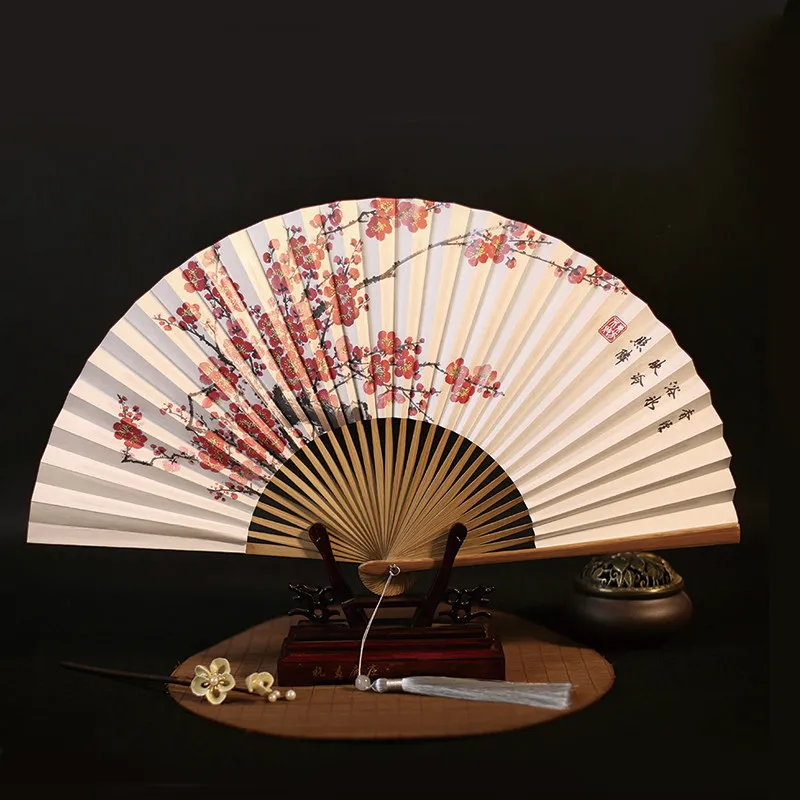 Xuan Paper Fans Classical Bamboo Ventilador Portable Men Paper Drama Fan 26.5 Summer Abanicos Para Boda Hanfu Bambou Hand Fan