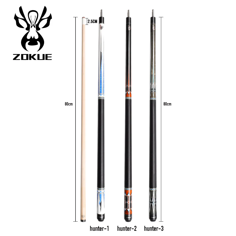 ZOKUE Russian Billiard Cue Stick 160cm Length 12.75mm Tip Weight Adjustable Radial Pin Joint Kit Professional Play Billiard Cue