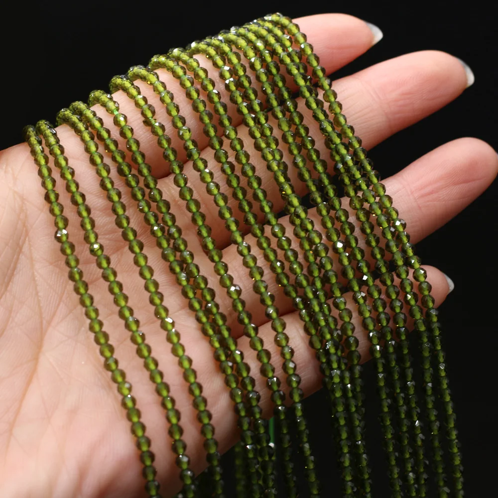 Stone Beads Section Matcha Green Faceted Spinels Stone Beads DIY for Jewelry Making Bracelet Necklace Accessories Gift Size 3mm