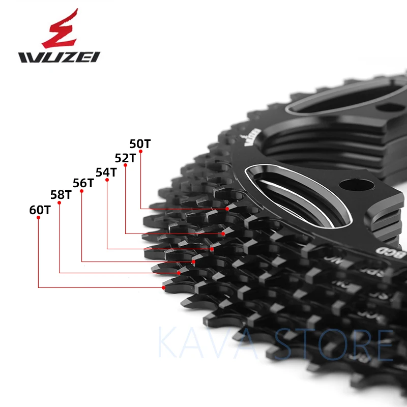 WUZEI Road Bike Chainwheel Folding 110/130 BCD Round Narrow Wide Sprockets 50/52/54/56/58/60T AL7075 BMX Bicycle Chainring