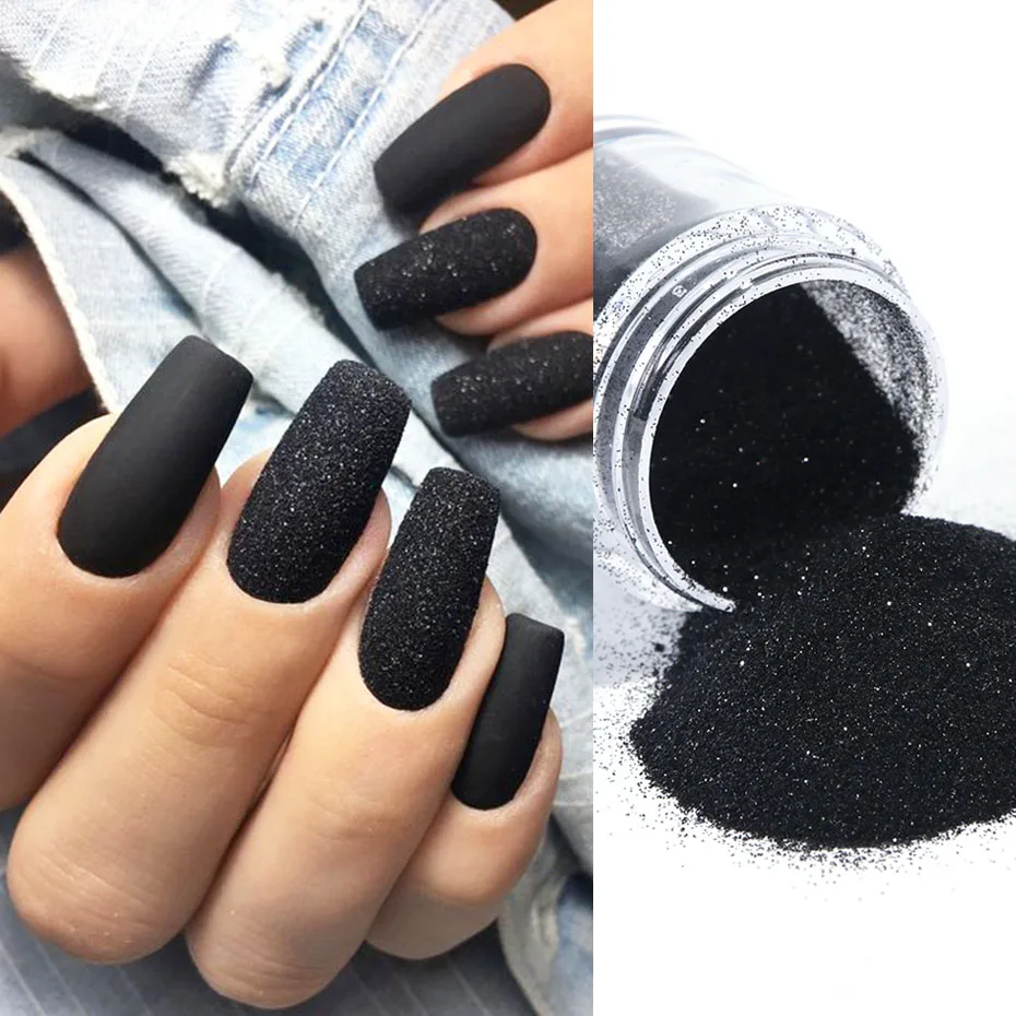 1 Box Black White Nail Art Sugar Powder Shiny Dipping Powder Dust Woolen Candy Effect Nails Art Chrome Pigment Glitter NTMN01-08