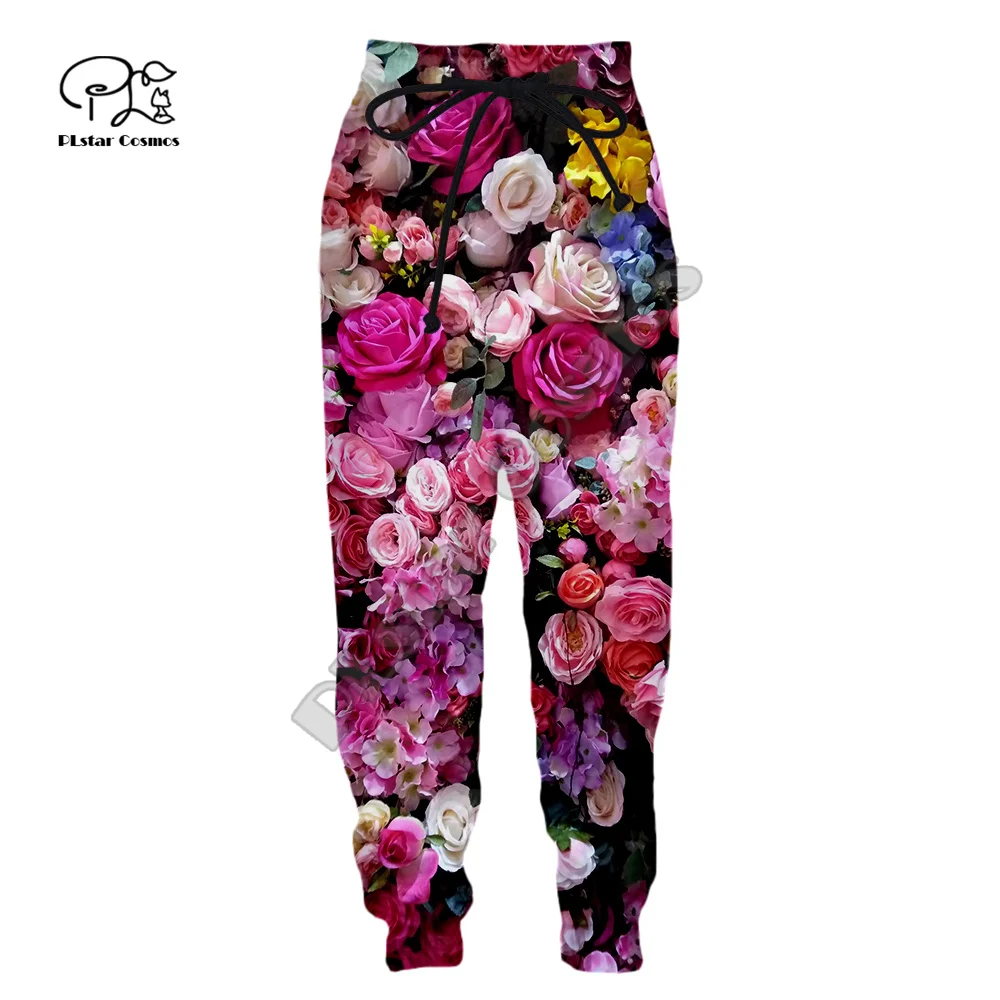 PLstar Cosmos Fleurs Plante Rose Rétro Décontracté Survêtement 3dprint Hommes/Femmes Streetwear Pantalon de Jogging Drôle Pantalon A2