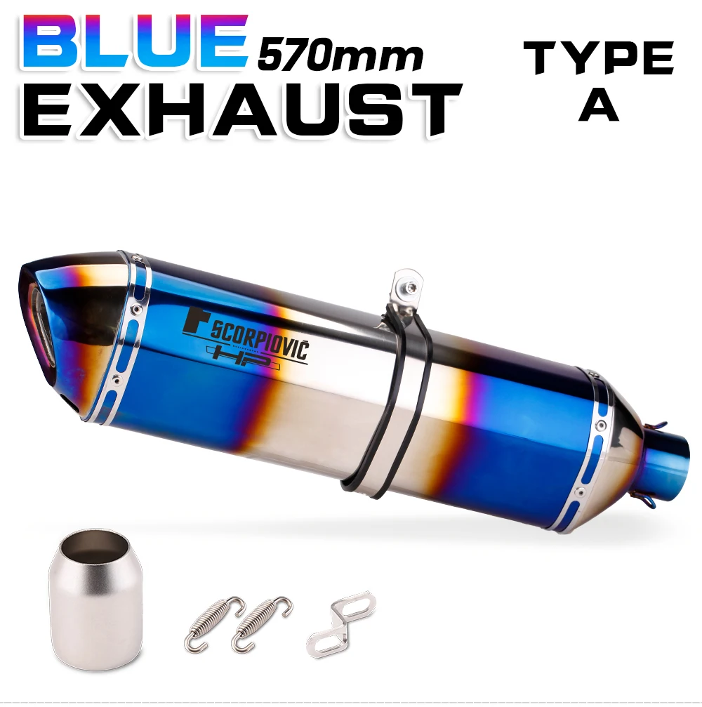 Half Blue Universal 51mm Motorcycle Exhaust Muffler Pipe Dirt Bike ATV Escape Moto Removable DB Killer Exhaust Tips Stainless