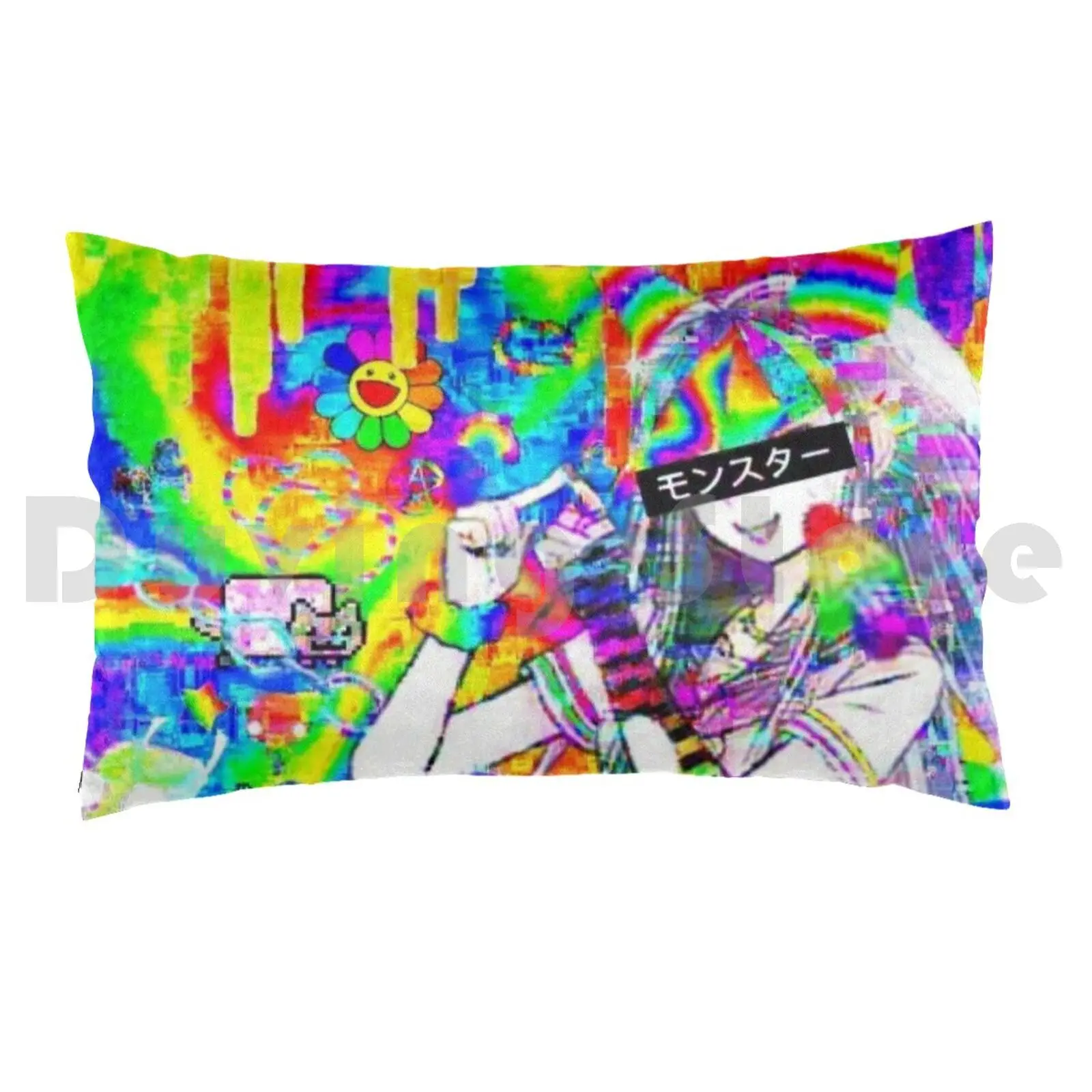 Ibuki Mioda Glitchcore Pillow Case Printed 35x50 Glitch Trippy Danganronpa Ibuki Mioda Ibuki Danganronpa Glitchcore